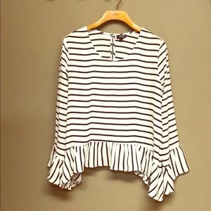 Black and white stripped sheer blouse